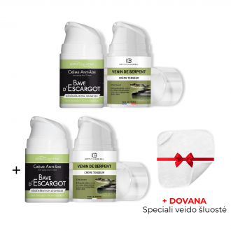 Dieninis ir naktinis kremų rinkinys 2+2 su sraigių sekretu ir Syn-Ake® + dovanų speciali veido šluostė 